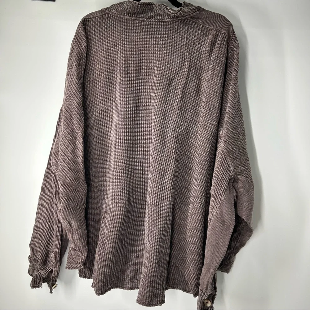 FP One Waffle Knit Scout Thermal Button-Up Shirt Jacket Large - Picture 2 of 5